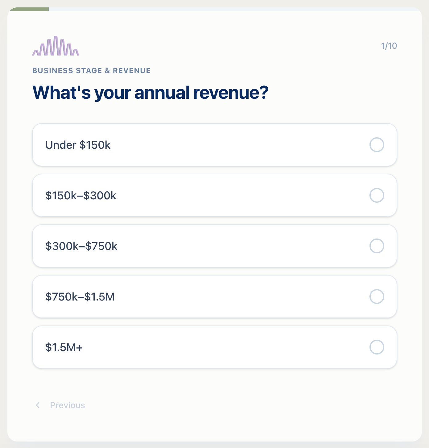 Tier Qualification Calculator question screen